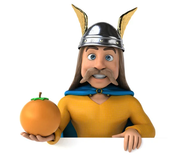 Spaß Cartoon Figur Mit Orange Illustration — Stockfoto