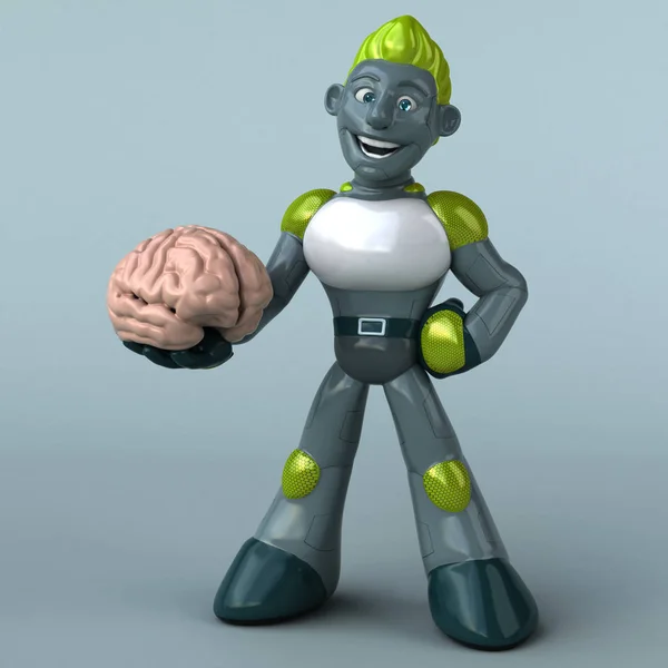 Funny Cartoon Character Brain Illustration — Stock Photo, Image