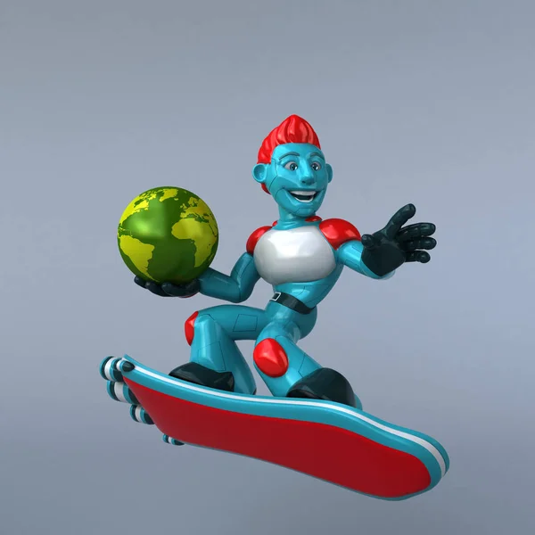 Funny Cartoon Character Planet Illustration — Stock Photo, Image