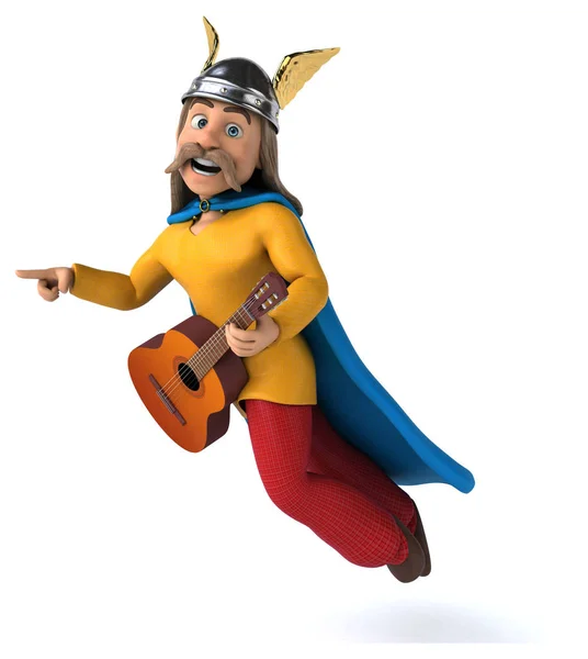 Spaß Cartoon Figur Mit Gitarre Illustration — Stockfoto