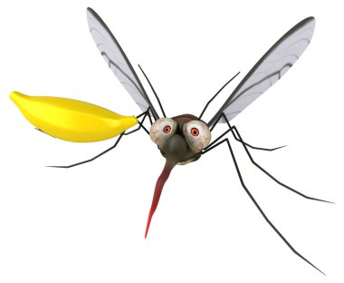 Komik karikatür karakter ile muz - 3d çizim