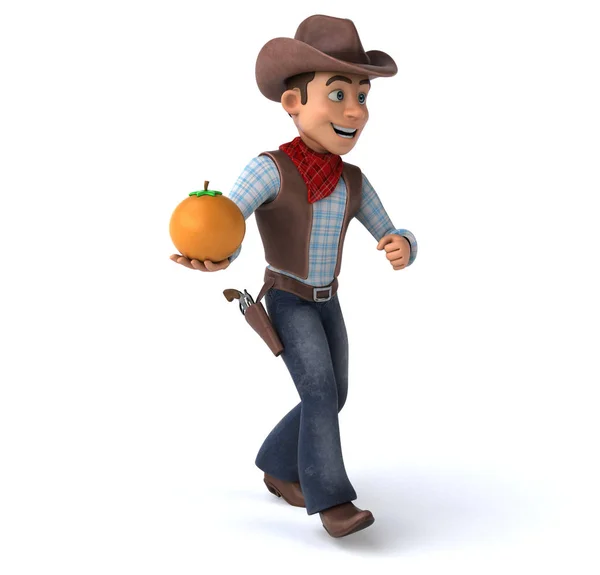 Spaß Cartoon Figur Mit Orange Illustration — Stockfoto