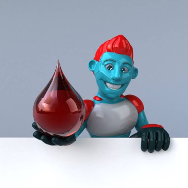 Komik çizgi film karakteri ile damla - 3d çizim