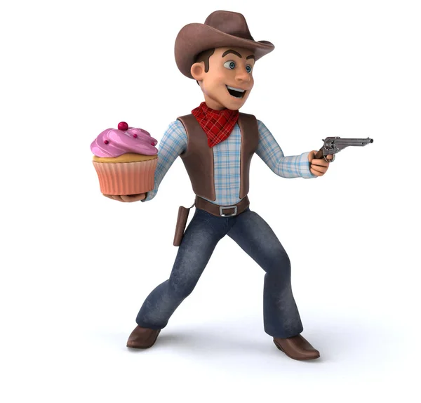 Grappige Cartoon Karakter Met Cupcake Illustratie — Stockfoto