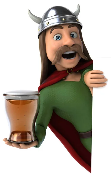 Lustige Cartoon Figur Mit Bier Illustration — Stockfoto