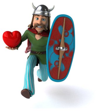 komik çizgi film karakteri ile kalp - 3d çizim