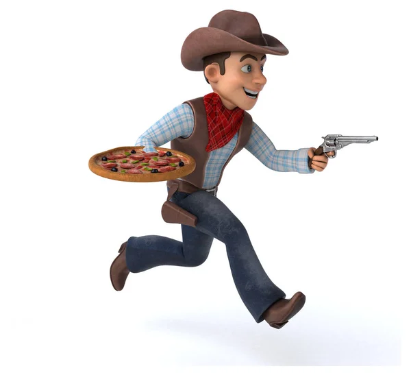 Lustige Cartoon Figur Mit Pizza Illustration — Stockfoto