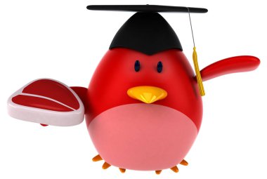 Etli kırmızı kuş - 3d İllüstrasyon