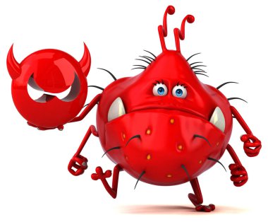 Virüs ile Eğlenceli mikrop - 3d İllüstrasyon