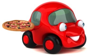 Pizza - 3d çizim ile eğlenceli çizgi film karakteri