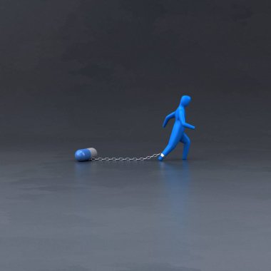 Yük sembolü ile hap - 3d çizim