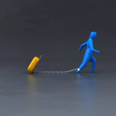 Yük sembolü ile çanta - 3d çizim