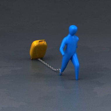 Yük sembolü ile çanta - 3d çizim