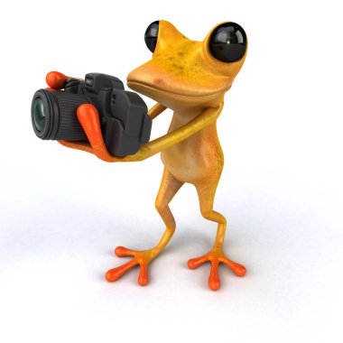 Kameralı eğlenceli kurbağa - 3D Görüntü