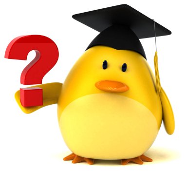 Eğlenceli çizgi film karakteri ile soru - 3d çizim