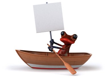 Teknede eğlenceli kurbağa - 3D Görüntü