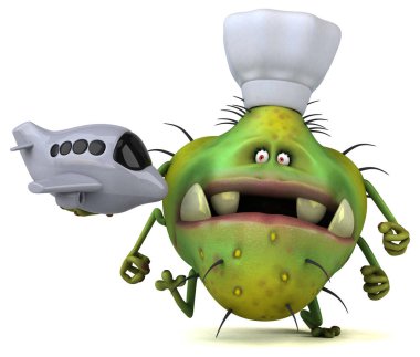 Uçak ile eğlenceli mikrop - 3d İllüstrasyon