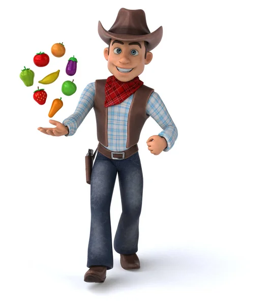 Lustige Cartoon Figur Mit Obst Und Gemüse Illustration — Stockfoto