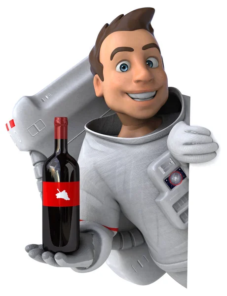 Rolig Astronaut Med Vin Illustration — Stockfoto