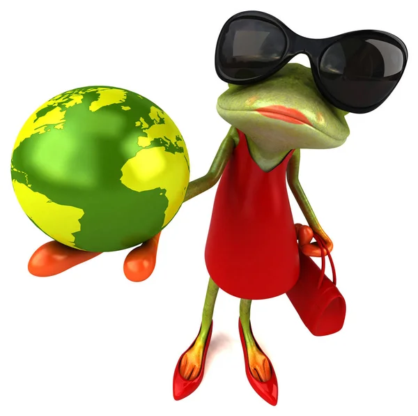 Personagem Desenho Animado Engraçado Com Planeta Ilustração — Fotografia de Stock