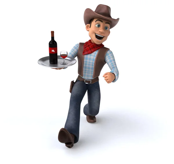 Lustige Cartoon Figur Mit Wein Illustration — Stockfoto