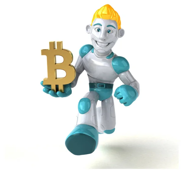 Legrační Karikatura Znak Bitcoin Ilustrace — Stock fotografie