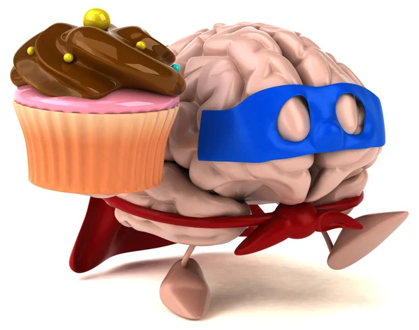 Personaggio Divertente Cartone Animato Con Cupcake Illustrazione — Foto Stock