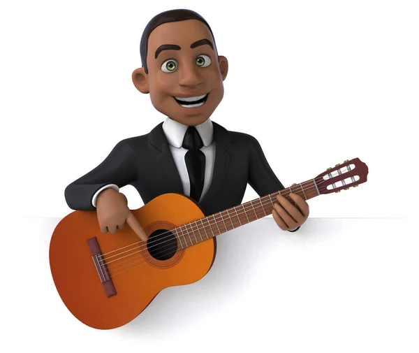 Lustige Cartoon Figur Mit Gitarre Illustration — Stockfoto