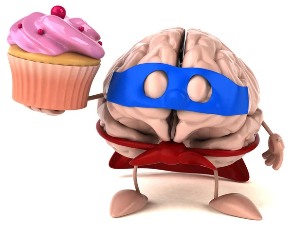 Personaggio Divertente Cartone Animato Con Cupcake Illustrazione — Foto Stock