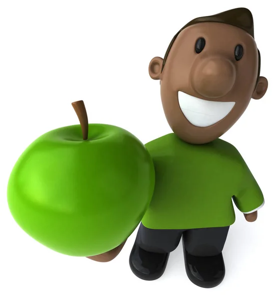 Spaß Cartoon Figur Mit Apfel Illustration — Stockfoto