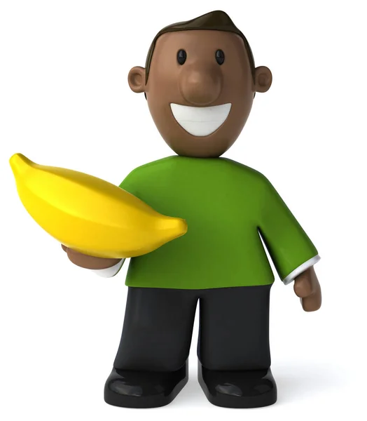 Веселий Мультиплікаційний Персонаж Бананом Ілюстрація — стокове фото