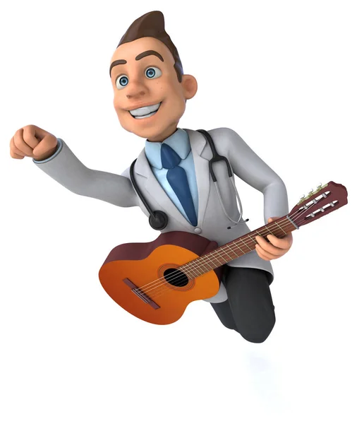 Lustige Cartoon Figur Mit Gitarre Illustration — Stockfoto