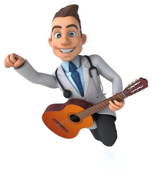 Lustige Cartoon Figur Mit Gitarre Illustration — Stockfoto