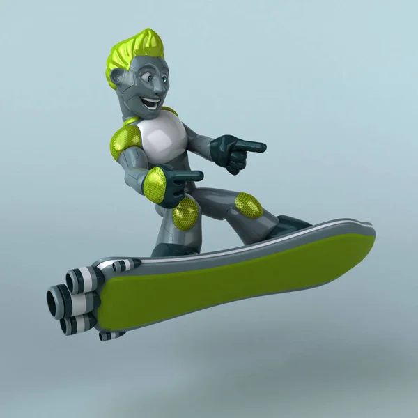 Spaß Grüne Roboterfigur Illustration — Stockfoto