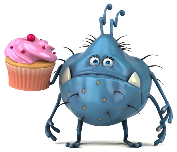 Germe Amusant Avec Cupcake Illustration — Photo