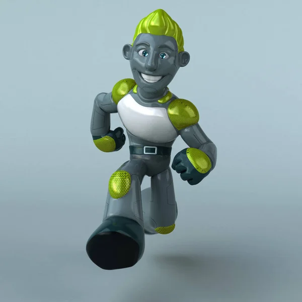 Personaje Divertido Robot Verde Ilustración —  Fotos de Stock