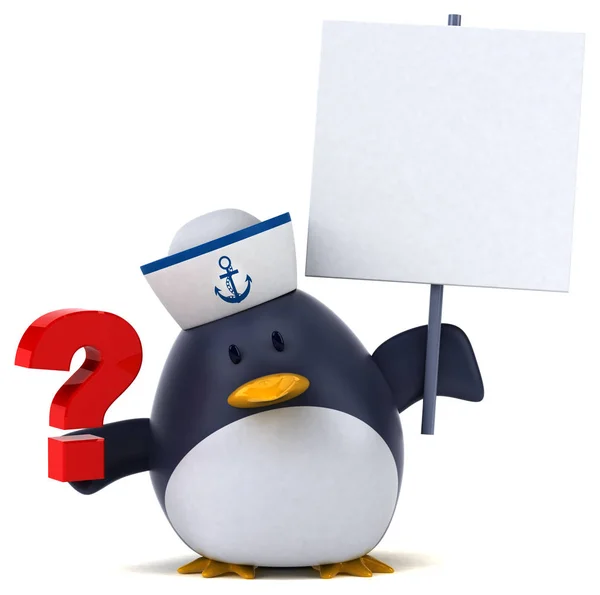 Leuk Pinguïn Met Vraag Illustratie — Stockfoto
