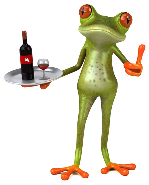 有趣的青蛙控股酒 — 图库照片