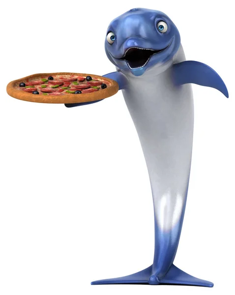 Fun Dolphin Pizza Illustration — Stock Photo, Image