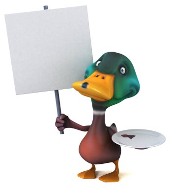 Eğlenceli çizgi film karakteri ile plaka - 3d çizim