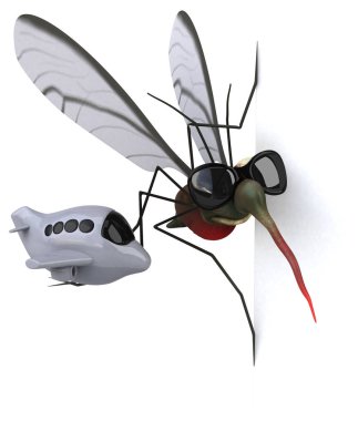 Uçak 3D Illustration ile eğlenceli karikatür karakter