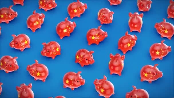 Chinese Piggy Banks Animation — Stock Video