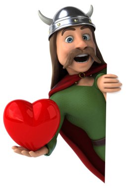 eğlenceli çizgi film karakteri ile kalp - 3d çizim