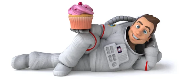 Divertido Personaje Dibujos Animados Con Cupcake Ilustración — Foto de Stock