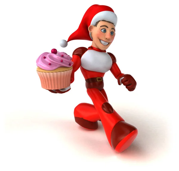 Drôle Personnage Dessin Animé Avec Cupcake Illustration — Photo