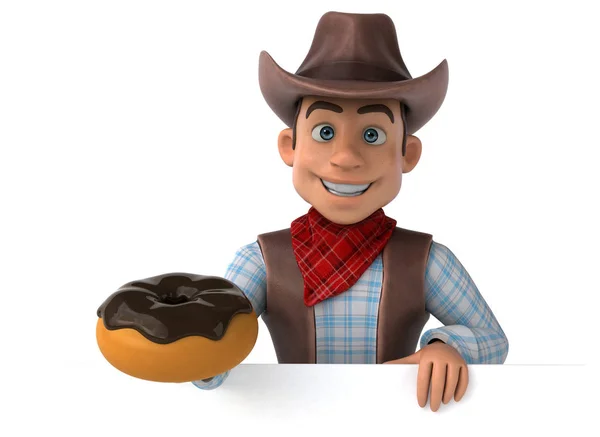 Personagem Desenho Animado Divertido Com Donut Ilustração — Fotografia de Stock