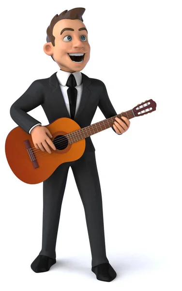 Divertido Personaje Dibujos Animados Con Guitarra Ilustración —  Fotos de Stock