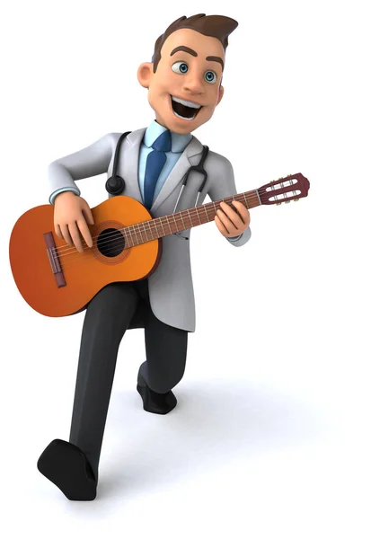 Lustige Cartoon Figur Mit Gitarre Illustration — Stockfoto