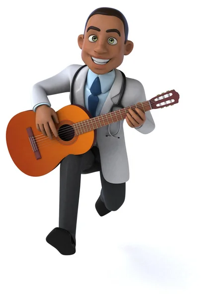 Lustige Cartoon Figur Mit Gitarre Illustration — Stockfoto