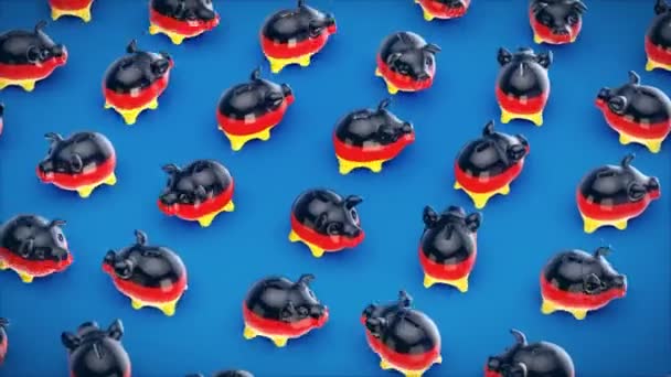 German Piggy Banks Animation — Stock Video